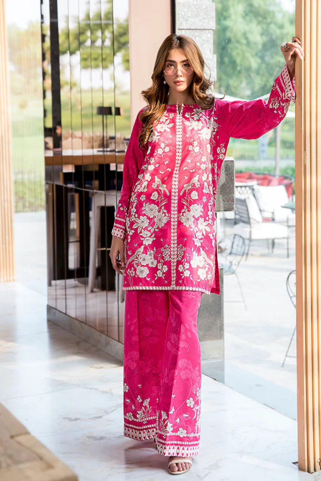 Magenta Bloom Embroidered Co-ord Set