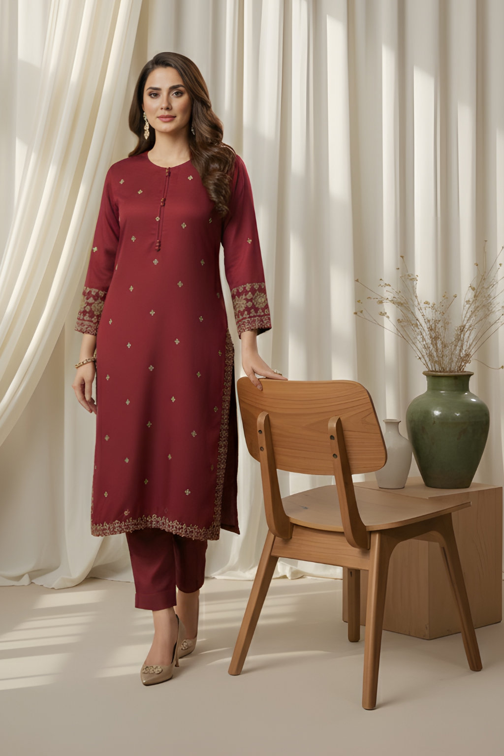 Garnet Grace Embroidered Kurta Set