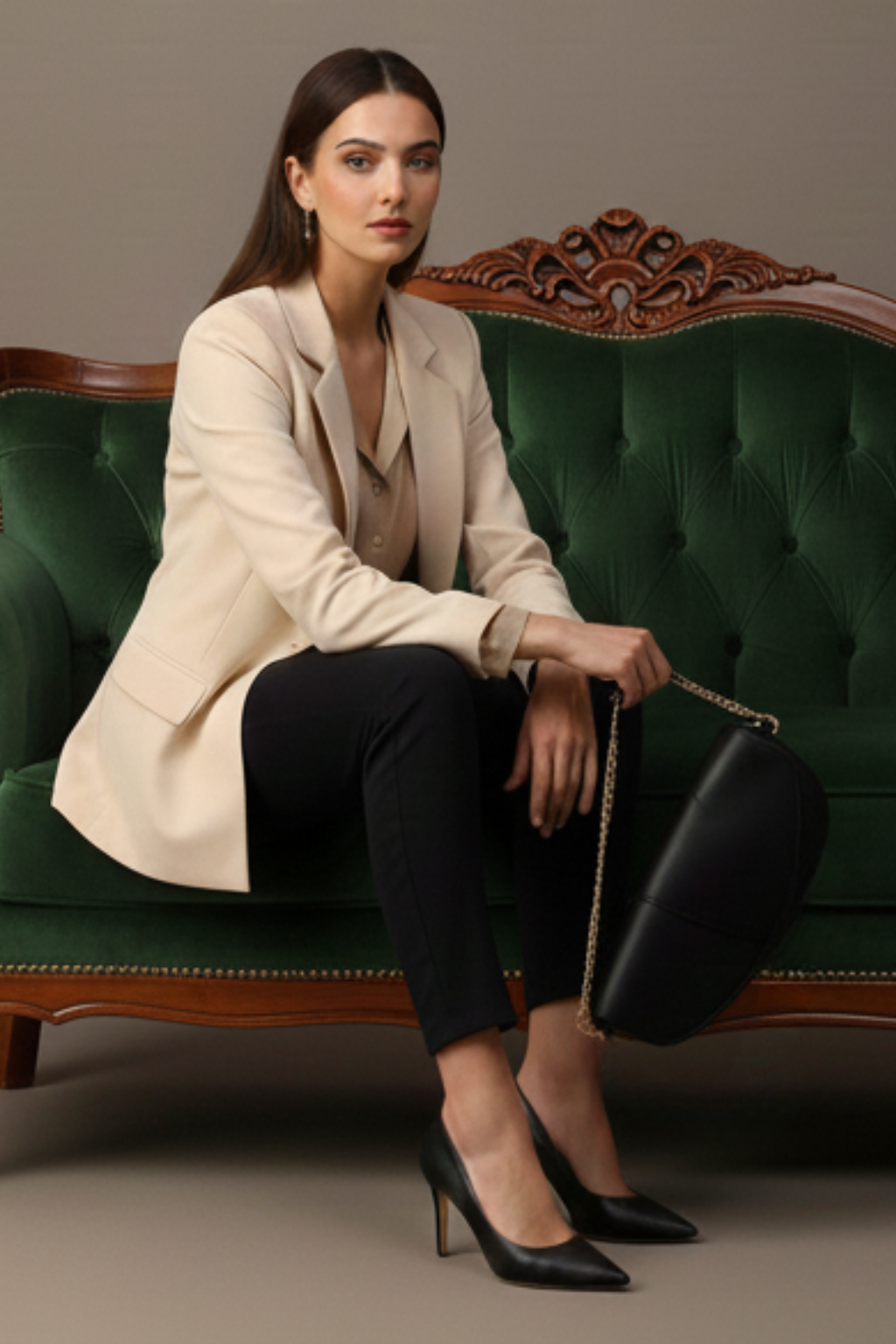 Onyx Crescent Chain Saddle Bag