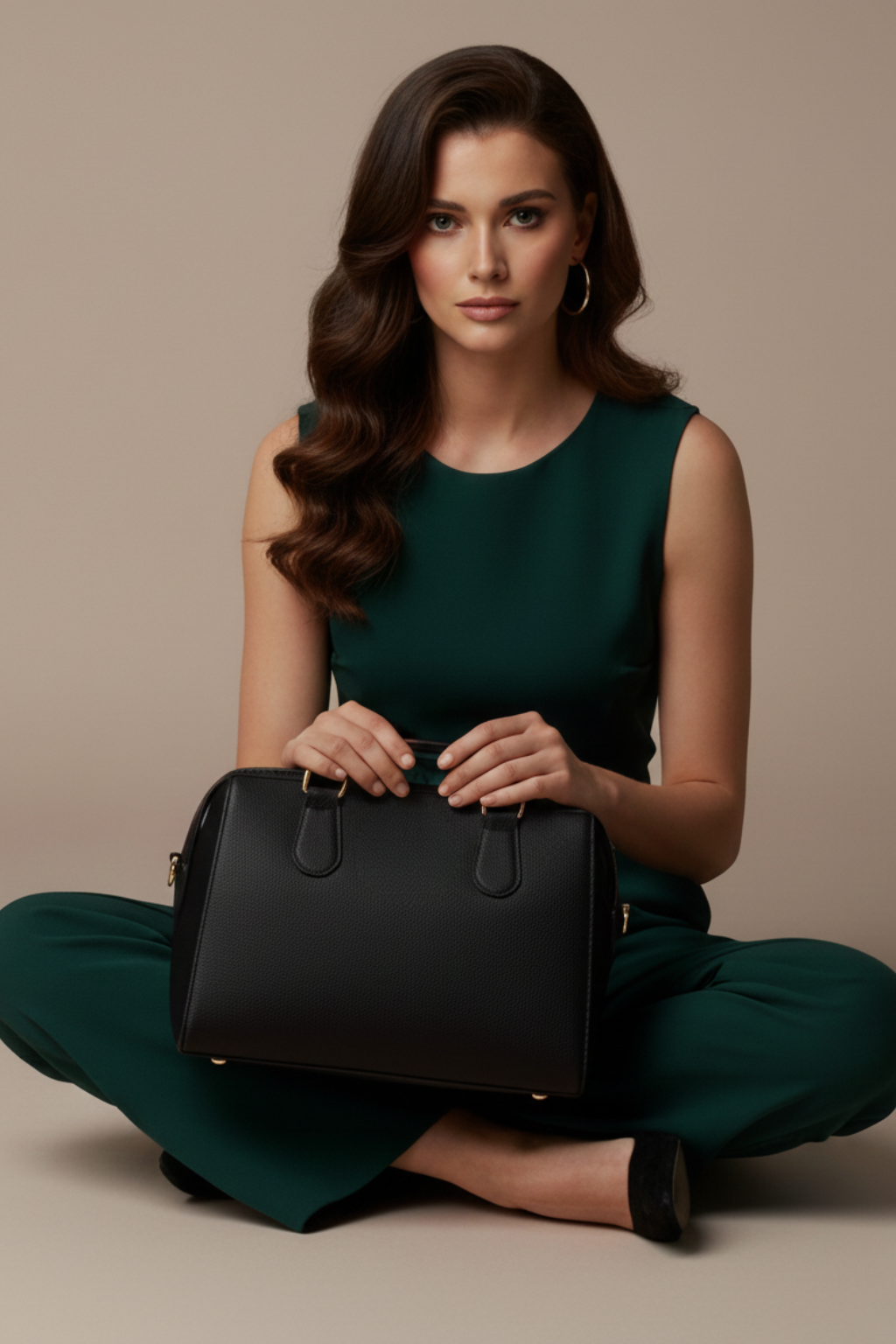 Noir Luxe Structured Handbag