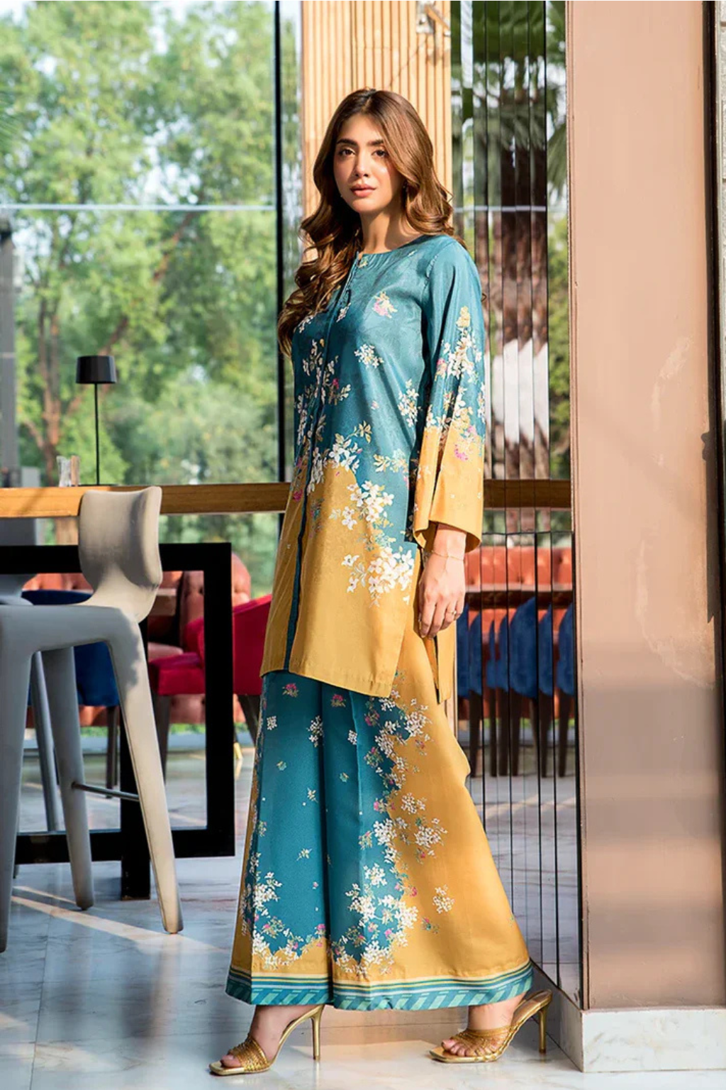 Teal & Amber Meadow Co-ord Set