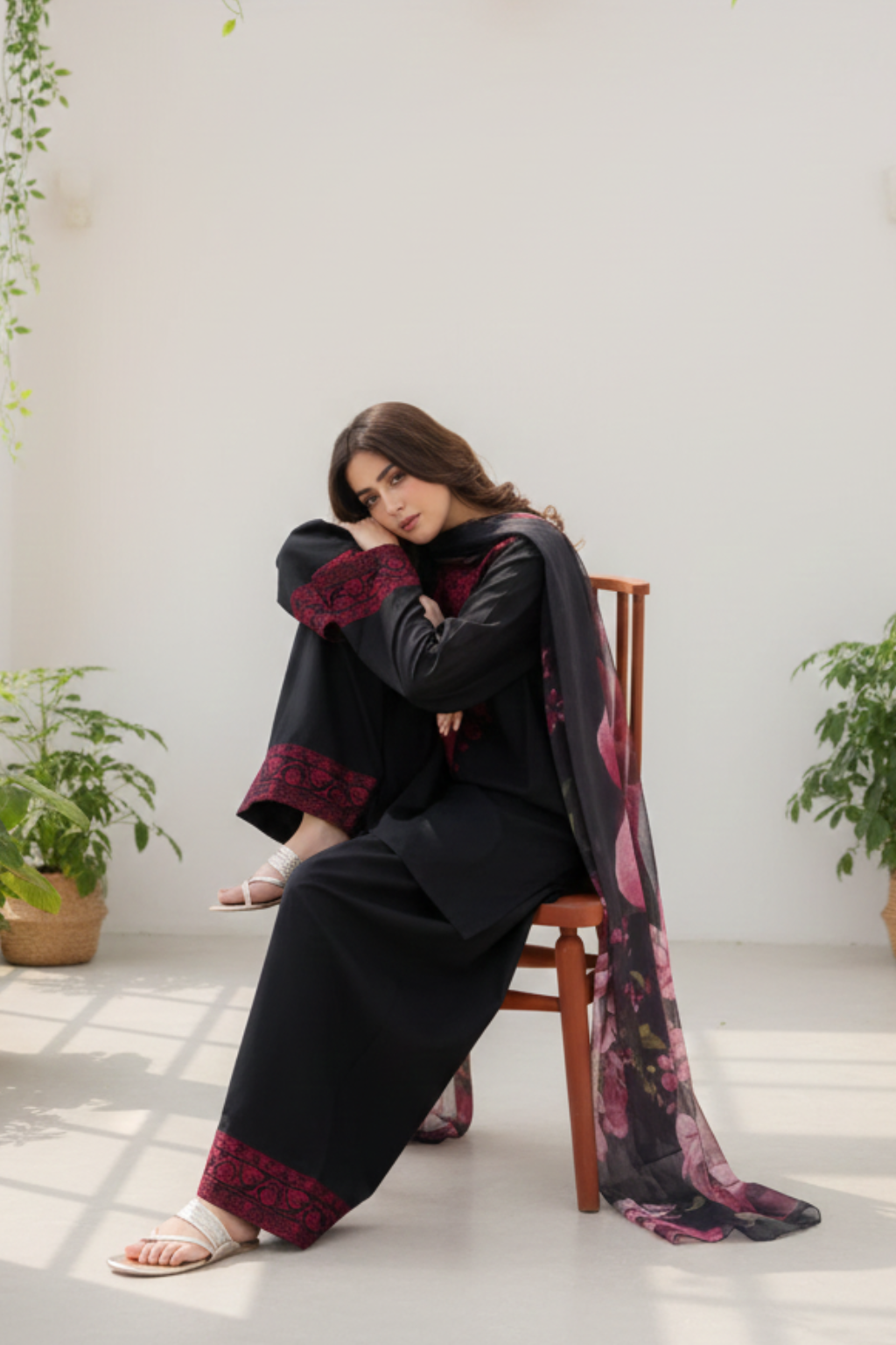 Midnight Noir Embroidered Three-Piece Suit